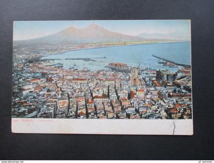 AK Italien 1907 Napoli Panorma. Mit Hotel Stempel! Hotel Iso...Naples. Nach Wasungen Thüringen