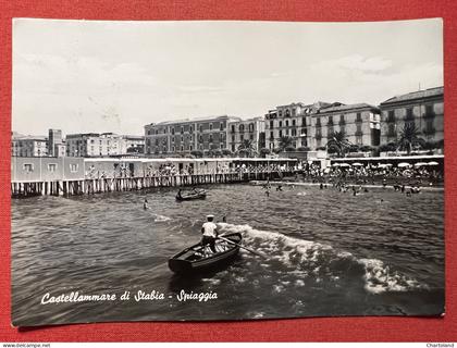 Cartolina - Castellammare di Stabia ( Napoli ) - Spiaggia - 1962