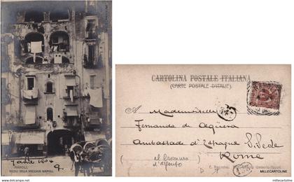 # NAPOLI: 1904 - VICOLI DELLA VECCHIA NAPOLI - fotocartolina bromuro d'argento..