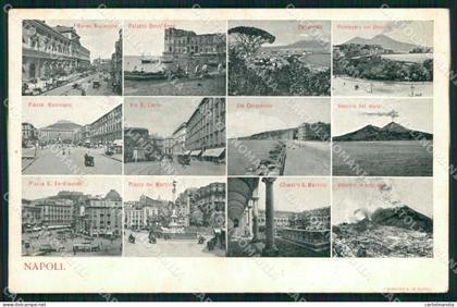 Napoli Città Piazze Vesuvio in Eruzione Via Caracciolo Richter cartolina MX4869