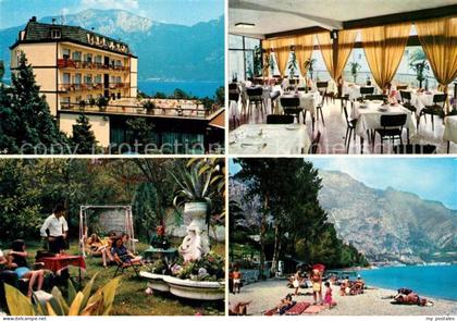 Limone sul Garda Hotel Berna Restaurant Garten Badestrand Gardasee