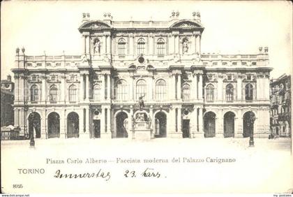 Torino Piazza Carlo Alberto Facciata moderna del Palazzo Carignano