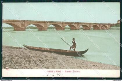 Pavia Vigevano Ticino Barca cartolina KF2380