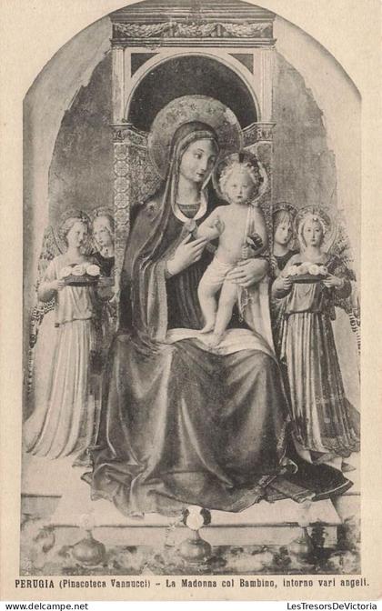 [-15%] ITALIE - Perugia - (Pinacoteca Vannucci) La Madonna col Bambino, intorno vari angeli - Carte postale ancienne