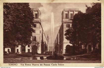 italy, TORINO TURIN, Via Roma Nuova da Piazza Carlo Felice (1920s) Postcard