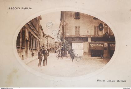 Cartolina - Reggio Emilia - Piazza Cesare Battisti - 1900 ca.