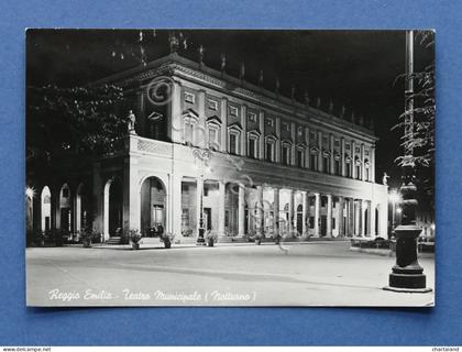 Cartolina Reggio Emilia - Teatro Municipale - Notturno - 1958