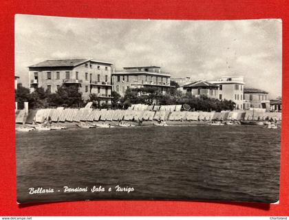 Cartolina - Bellaria (Rimini) - Pensioni Saba e Zurigo - 1957