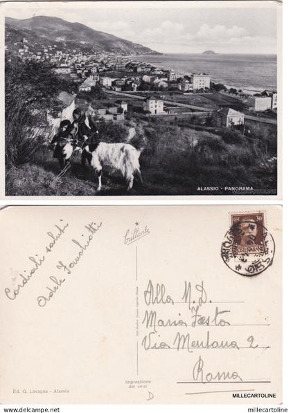 ALASSIO: PANORAMA   - 2 BAMBINI CON CAPRA 1943