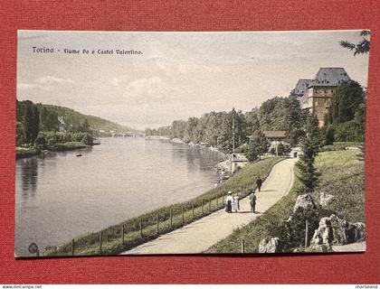 Cartolina - Torino - Fiume Po e Castel Valentino - 1909