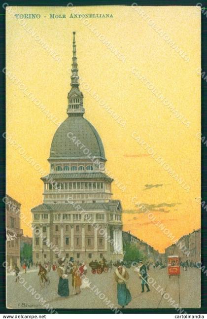 Torino Città Mole Antonelliana Tram STRAPPINO cartolina MZ8215