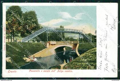 Trento Città Passerella Canale Adige Vecchio cartolina RT3682