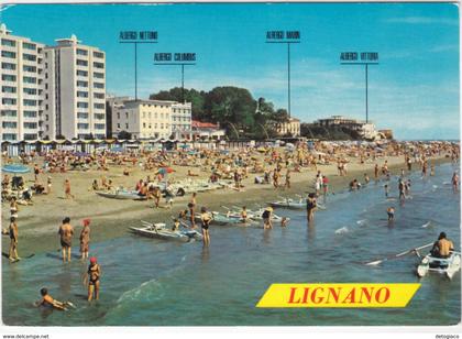 LIGNANO - UDINE - ALBERGHI VARI - LA SPIAGGIA - VIAGG. 1973 -24605-