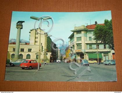 Cartolina Aosta - Piazza della Repubblica - Corso Battaglione Aosta 1960 ca