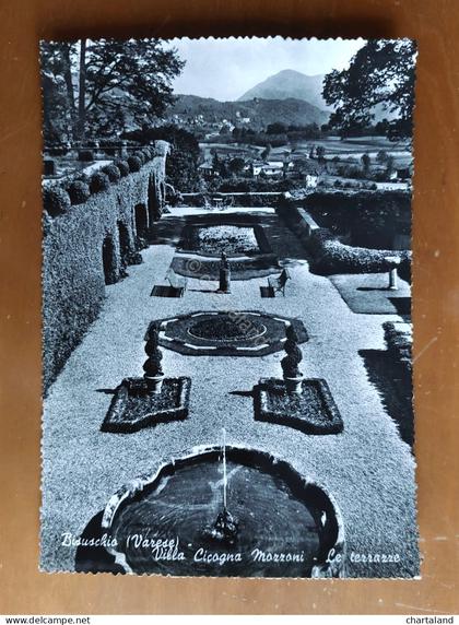Cartolina Bisuschio (Varese) - Villa Cicogna Mozzoni - Le terrazze - 1950 ca.