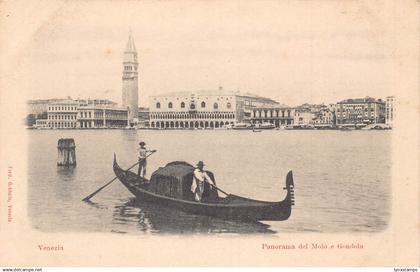 Italy Venice Venezia Panorama del Molo e Gondola  vintage postcard