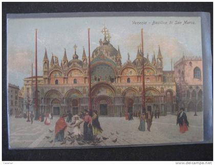ITALY Venezia basilica S. Marco con i 3 stendarti Cipro Candia Morea Venice Veneto card Italia Italie