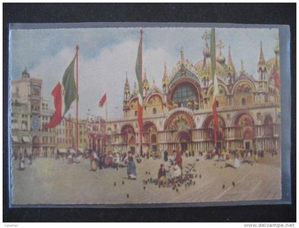 ITALY Venezia chiesa S. Marco flag torre orologio clock stendarti Cipro Candia Morea Venice Veneto card Italia Italie