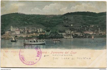 BOLSENA (VITERBO), PANORAMA DAL LAGO, 1902 + TIMBRO NAVIGAZIONE LAGO BOLSENA   m