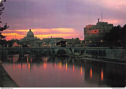 [-15%] ITALIE - Roma - Château S Angel et St Pierre au coucher de soleil - pont - la ville - Carte Postale