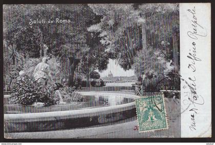 Italia, cartolina del Pincio a Roma viaggiata per l'Argentina nel 1903       -HR87