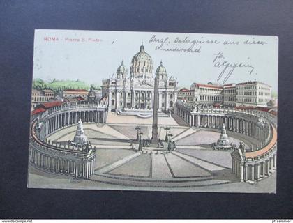 AK Italien 1907 Roma Piazza S. Pietro. Nach Dresden Laubegast gesendet!