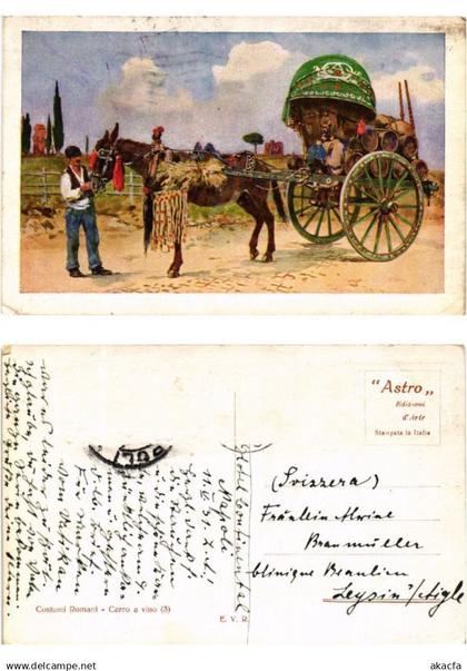 CPA ROMA Costumi Romani-Carro a vino ITALY (550929)
