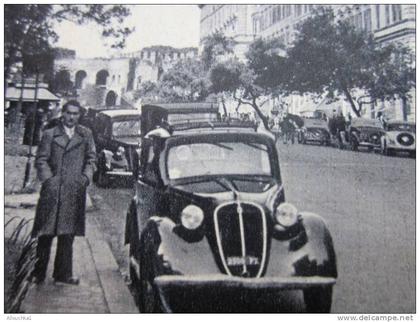 CPSM —>Rome Italie Roma ferrovia : 18/8/1949 premiers timbres après... voitures automobiles sur la via Vitorio