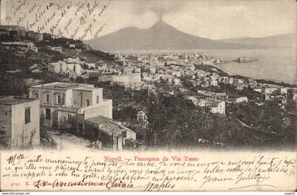 CPA Italie Italia Napoli Panorama da Via Tasso