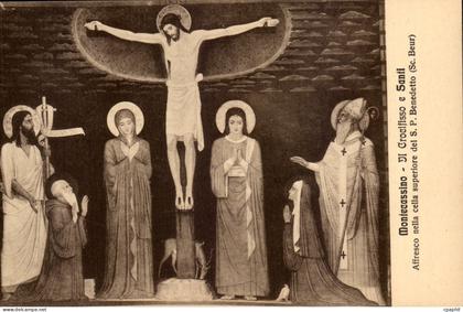 Italie Italia CPA Montecassino Affresco nella celle superiore del S P Benedetto (Christ)
