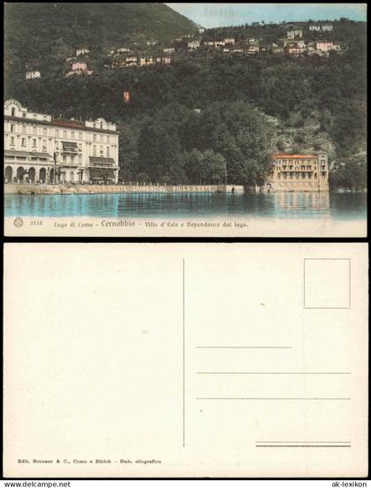 Cernobbio Lago di Como - Villa d'Este e Dependance dal lago. 1909
