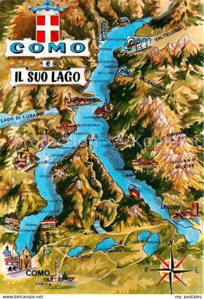 Como Lago di Como Panoramakarte