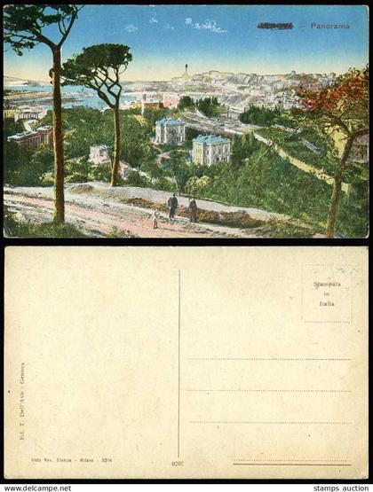 Italy Old Colour Postcard Genova Panorama General View, Genoa, Man & Little Girl