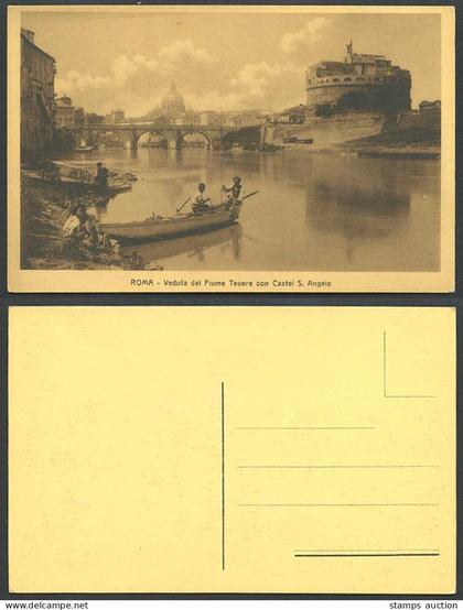 Italy Old Postcard Rome Roma Rom Tiber River Fiume Tevere Bridge Castle S Angelo