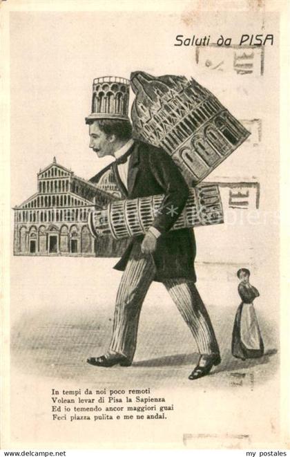 Pisa Grusskarte - Herr m. Turm v. Pisa