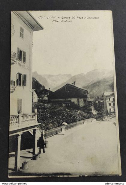 Cartolina Champoluc - Catena M. Rosa e Breithorn - Hotel Moderne