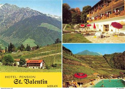 Meran MERANO IT Hotel Pension St. Valentin Swimming Pool Terrasse