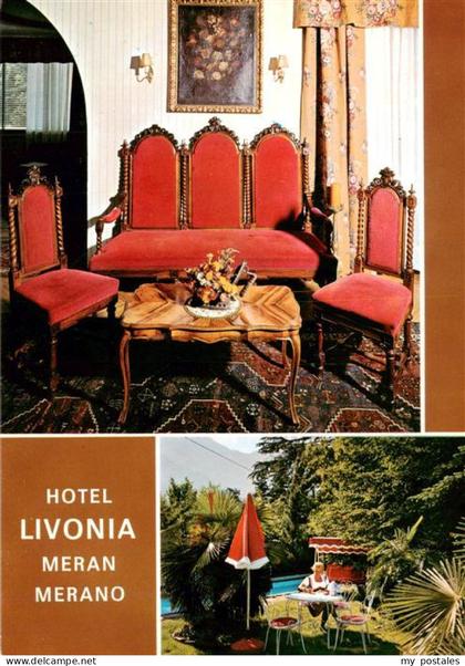 MERANO Meran IT Hotel-Livonia Pension Salon Antiquitaeten Garten Pool Palmen Obe