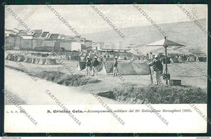 Caltanissetta Santa Cristina Gela Bersaglieri cartolina QQ0129