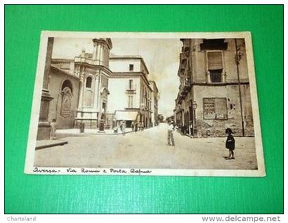 Cartolina Aversa ( Caserta ) - Via Roma e Porta Capua 1940 ca
