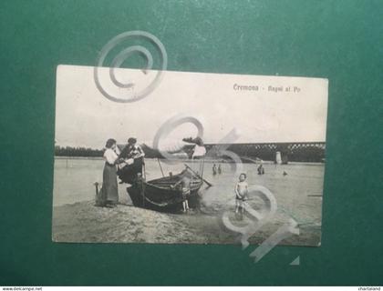 Cartolina Cremona - Bagni al Po - 1915