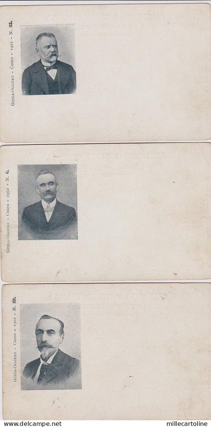 CUNEO: 1902 3 cart. Guida Oggero con uomini importanti prov. Cuneo n.6-33-39