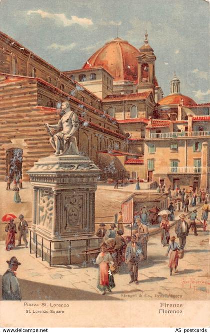 B374 Italy Firenze Florence St Lorenzo Square Art postcard
