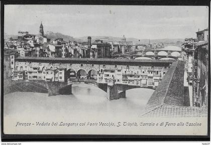 Italie - Firenze  - Veduta dei Lungarni coi Ponti Vecchio
