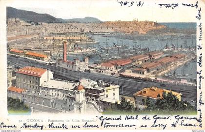 Italy 1904 Genova Genoa Villa Rosazza Industru Steamboats Railway postcard