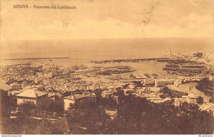 Italy 1911 Genova Genoa Panorama dal Castellaccio vintage postcard B809