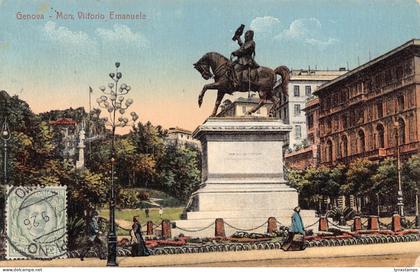 Italy 1926 Genova Genoa Monument Vittorio Emanuele statue vintage postcard