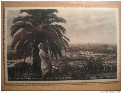 ITALY Genova castello Albertis castle chateau harbor port ships cancel 3 stamps to sweden Genoa card Italia