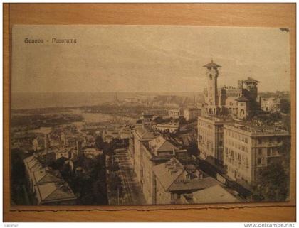 ITALY Genova panorama ferrovia cancel 1920 to sweden train railways Genoa card Italia