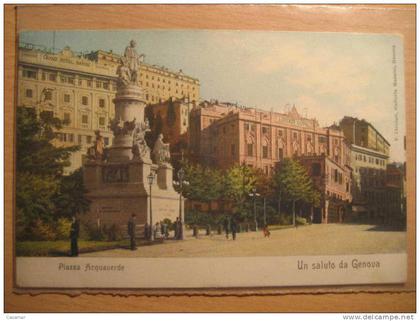 ITALY Genova piazza Acquaverde Grand Hotel Savoie London Hotel ferrovia cancel 1913 to Sweden Genoa card Italia